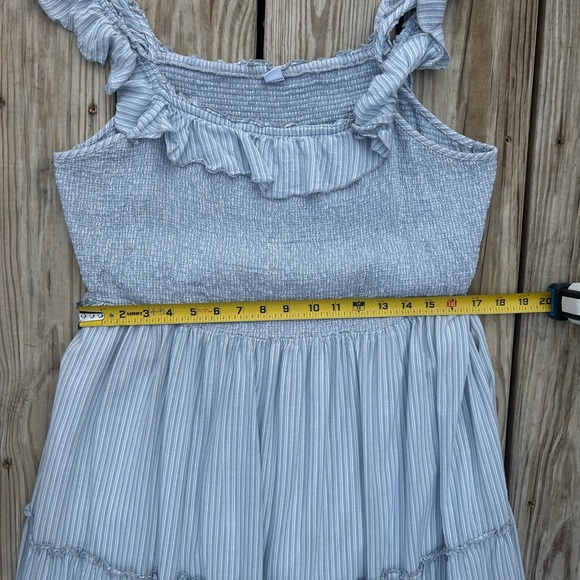 Old Navy Midi Dress Tiered Ruffled Sz XL Cottage Core Blue White Striped‎ - Picture 9 of 9